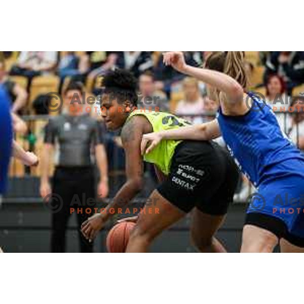 in action during third game of the Final of 1.SKL league Women between Cinkarna Celje and Triglav in Celje, Slovenia on May 10, 2022