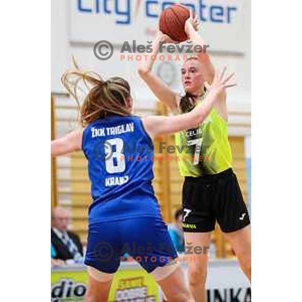 in action during third game of the Final of 1.SKL league Women between Cinkarna Celje and Triglav in Celje, Slovenia on May 10, 2022