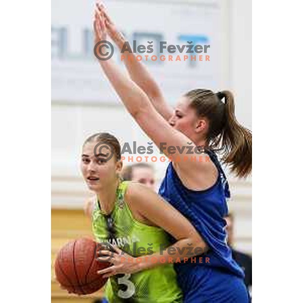 in action during third game of the Final of 1.SKL league Women between Cinkarna Celje and Triglav in Celje, Slovenia on May 10, 2022