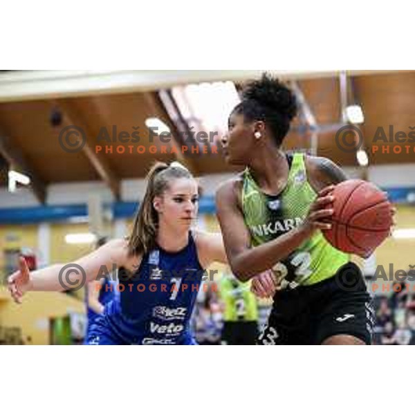 in action during third game of the Final of 1.SKL league Women between Cinkarna Celje and Triglav in Celje, Slovenia on May 10, 2022