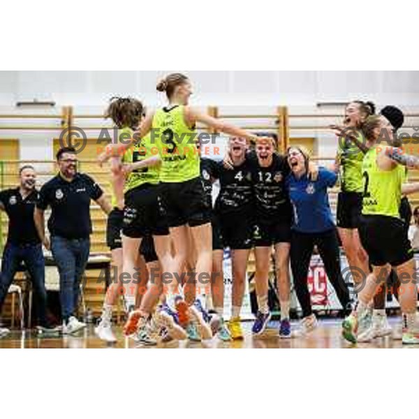 in action during third game of the Final of 1.SKL league Women between Cinkarna Celje and Triglav in Celje, Slovenia on May 10, 2022