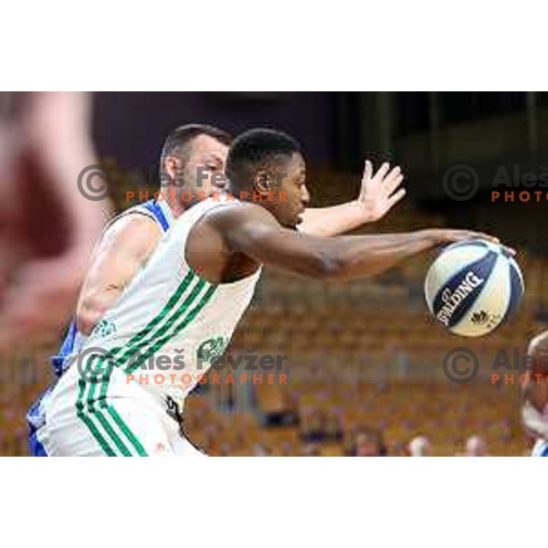 Melvin Ejim in action during first semi-final match of Nova KBM league between Cedevita Olimpija and Rogaska in Tivoli Hall, Ljubljana, Slovenia on May 14, 2022