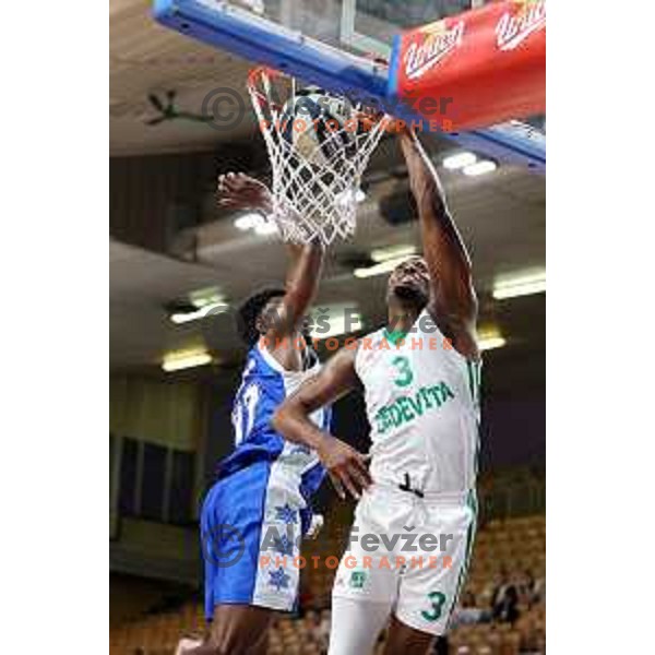 Melvin Ejim in action during first semi-final match of Nova KBM league between Cedevita Olimpija and Rogaska in Tivoli Hall, Ljubljana, Slovenia on May 14, 2022