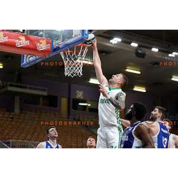 Alen Omic in action during first semi-final match of Nova KBM league between Cedevita Olimpija and Rogaska in Tivoli Hall, Ljubljana, Slovenia on May 14, 2022