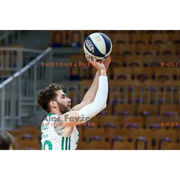 Damjan Novakovic in action during first semi-final match of Nova KBM league between Cedevita Olimpija and Rogaska in Tivoli Hall, Ljubljana, Slovenia on May 14, 2022
