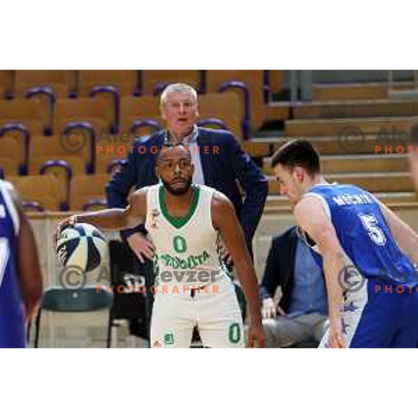 Jacob Pullen in action during first semi-final match of Nova KBM league between Cedevita Olimpija and Rogaska in Tivoli Hall, Ljubljana, Slovenia on May 14, 2022