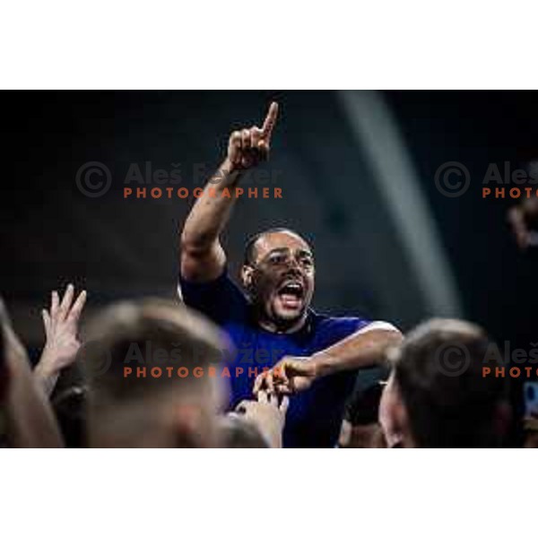 Marcos Tavares celebrating after Prva liga Telemach football match between Maribor and Aluminij in Ljudski vrt, Maribor, Slovenia on May 14, 2022. Photo: Jure Banfi/www.alesfevzer.com