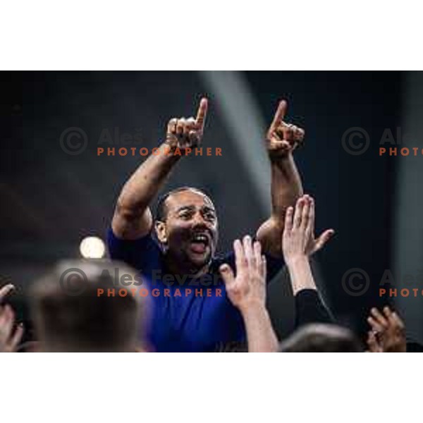 Marcos Tavares celebrating after Prva liga Telemach football match between Maribor and Aluminij in Ljudski vrt, Maribor, Slovenia on May 14, 2022. Photo: Jure Banfi/www.alesfevzer.com