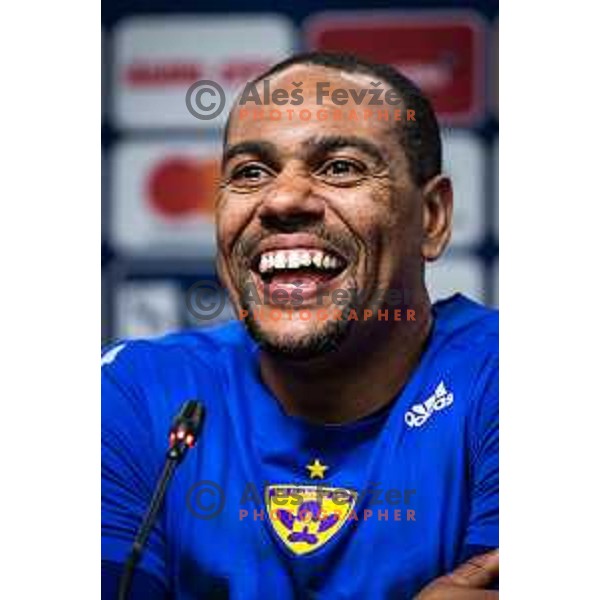 Marcos Tavares at the press conference after Prva liga Telemach football match between Maribor and Aluminij in Ljudski vrt, Maribor, Slovenia on May 14, 2022. Photo: Jure Banfi/www.alesfevzer.com