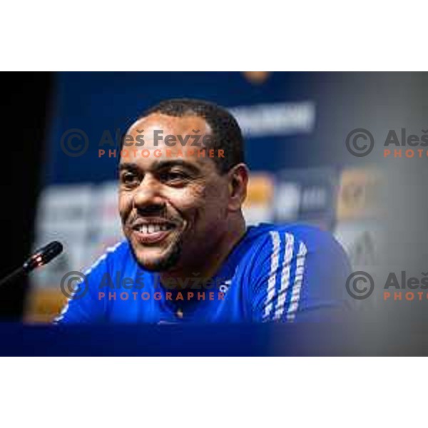 Marcos Tavares at the press conference after Prva liga Telemach football match between Maribor and Aluminij in Ljudski vrt, Maribor, Slovenia on May 14, 2022. Photo: Jure Banfi/www.alesfevzer.com