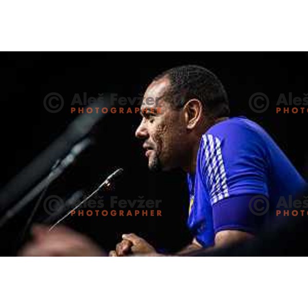 Marcos Tavares at the press conference after Prva liga Telemach football match between Maribor and Aluminij in Ljudski vrt, Maribor, Slovenia on May 14, 2022. Photo: Jure Banfi/www.alesfevzer.com