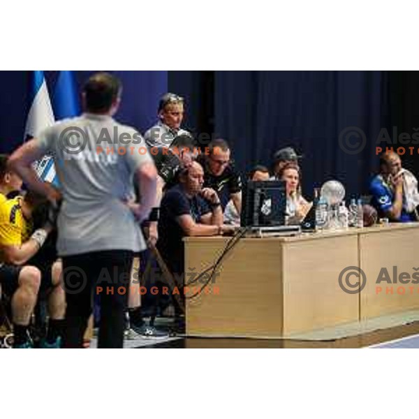in action during semi final of Slovenian handball cup match between Gorenje Velenje and Celje Pivovarna Lasko in Slovenj Gradec, Slovenia on May 14, 2022