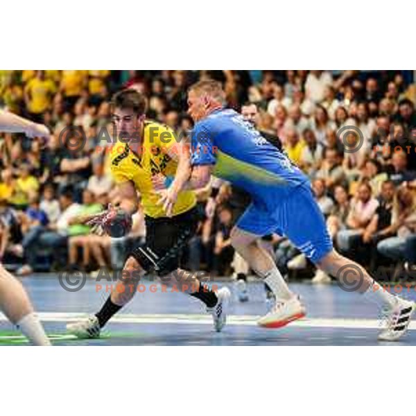 in action during semi final of Slovenian handball cup match between Gorenje Velenje and Celje Pivovarna Lasko in Slovenj Gradec, Slovenia on May 14, 2022