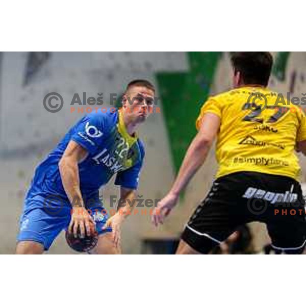 in action during semi final of Slovenian handball cup match between Gorenje Velenje and Celje Pivovarna Lasko in Slovenj Gradec, Slovenia on May 14, 2022