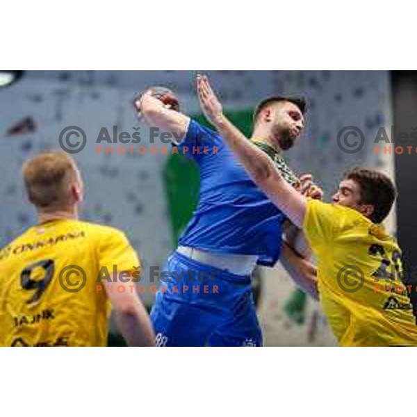 in action during semi final of Slovenian handball cup match between Gorenje Velenje and Celje Pivovarna Lasko in Slovenj Gradec, Slovenia on May 14, 2022