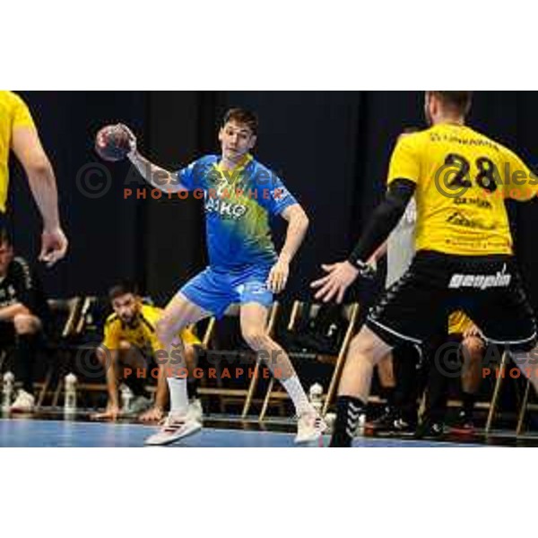 in action during semi final of Slovenian handball cup match between Gorenje Velenje and Celje Pivovarna Lasko in Slovenj Gradec, Slovenia on May 14, 2022