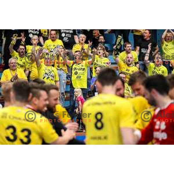 Saleski grascaki, fans of Gorenje in action during semi final of Slovenian handball cup match between Gorenje Velenje and Celje Pivovarna Lasko in Slovenj Gradec, Slovenia on May 14, 2022