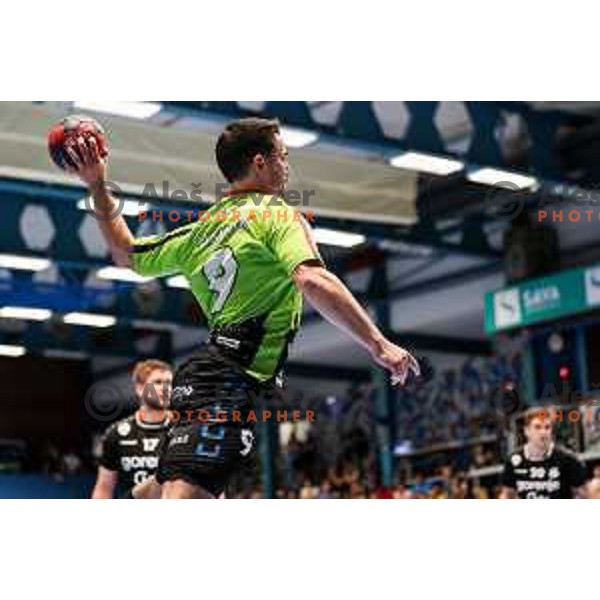 in action during final of Slovenian handball cup match between Gorenje Velenje and Urbanscape Loka in Slovenj Gradec, Slovenia on May 15, 2022