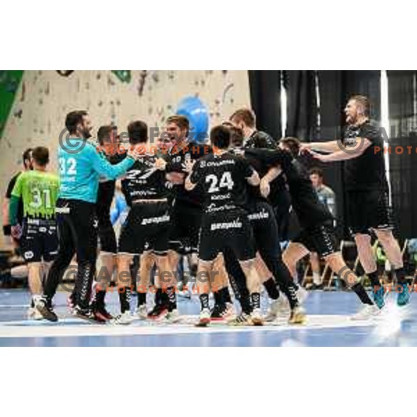 in action during final of Slovenian handball cup match between Gorenje Velenje and Urbanscape Loka in Slovenj Gradec, Slovenia on May 15, 2022