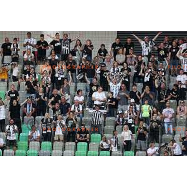 Fans of Mura during Prva Liga Telemach football match between Olimpija and Mura in SRC Stozice, Ljubljana, Slovenia on May 15, 2022
