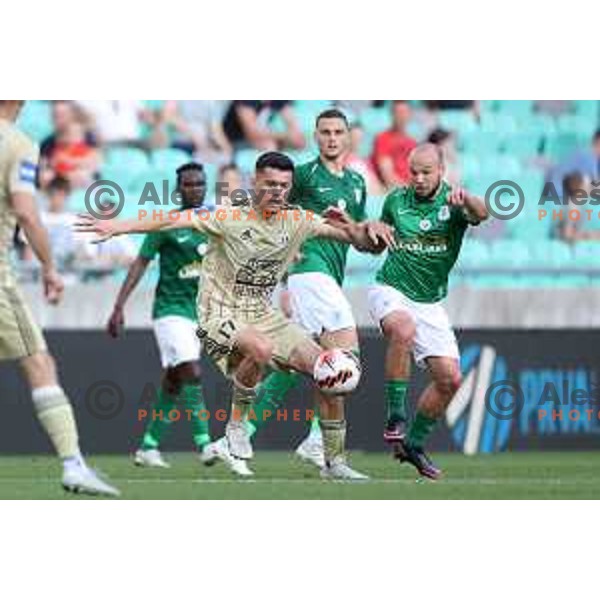 Marin Pilj in action during Prva Liga Telemach football match between Olimpija and Mura in SRC Stozice, Ljubljana, Slovenia on May 15, 2022