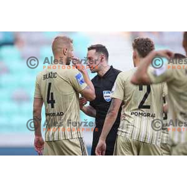 Referee Nejc Kajtazovic in action during Prva Liga Telemach football match between Olimpija and Mura in SRC Stozice, Ljubljana, Slovenia on May 15, 2022