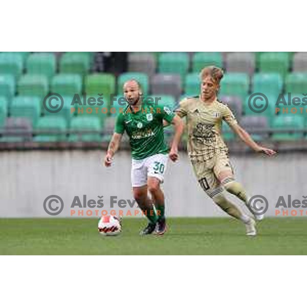 Marin Pilj in action during Prva Liga Telemach football match between Olimpija and Mura in SRC Stozice, Ljubljana, Slovenia on May 15, 2022