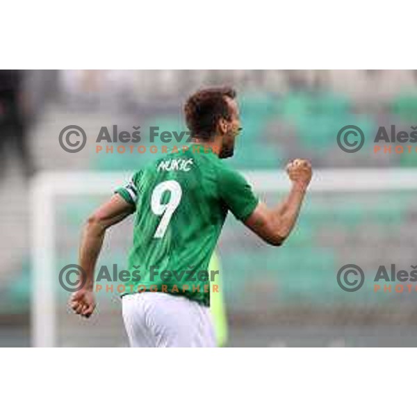 Mustafa Nukic in action during Prva Liga Telemach football match between Olimpija and Mura in SRC Stozice, Ljubljana, Slovenia on May 15, 2022