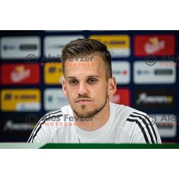 Tomi Horvat at the press conference after the Prva liga Telemach football match between Olimpija and Mura in Stožice, Ljubljana, Slovenia on May 15, 2022. Photo: Jure Banfi/www.alesfevzer.com