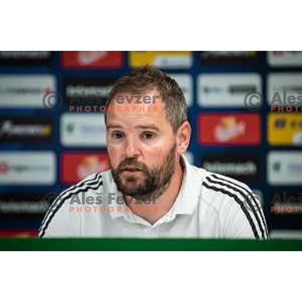 Damir Contala at the press conference after the Prva liga Telemach football match between Olimpija and Mura in Stožice, Ljubljana, Slovenia on May 15, 2022. Photo: Jure Banfi/www.alesfevzer.com