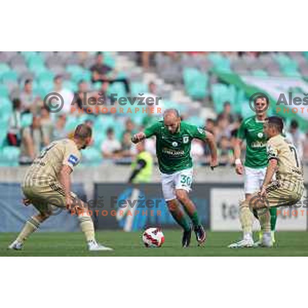 Marin Pilj in action during Prva Liga Telemach football match between Olimpija and Mura in SRC Stozice, Ljubljana, Slovenia on May 15, 2022