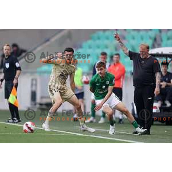 Mirlind Daku and Marcel Ratnik in action during Prva Liga Telemach football match between Olimpija and Mura in SRC Stozice, Ljubljana, Slovenia on May 15, 2022