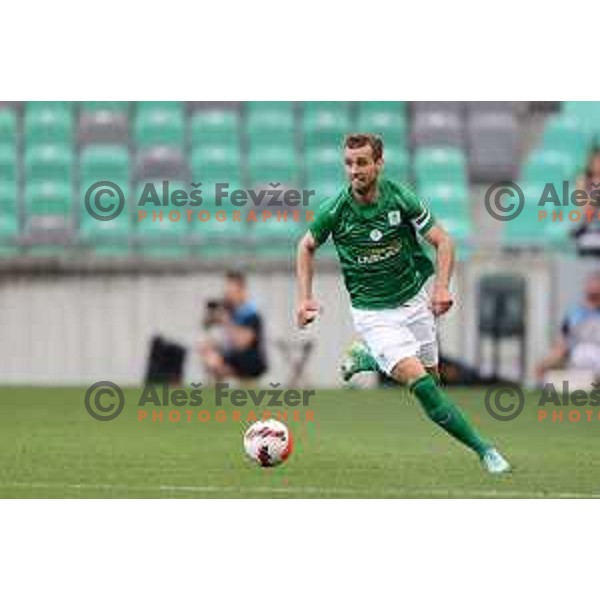 Mustafa Nukic in action during Prva Liga Telemach football match between Olimpija and Mura in SRC Stozice, Ljubljana, Slovenia on May 15, 2022