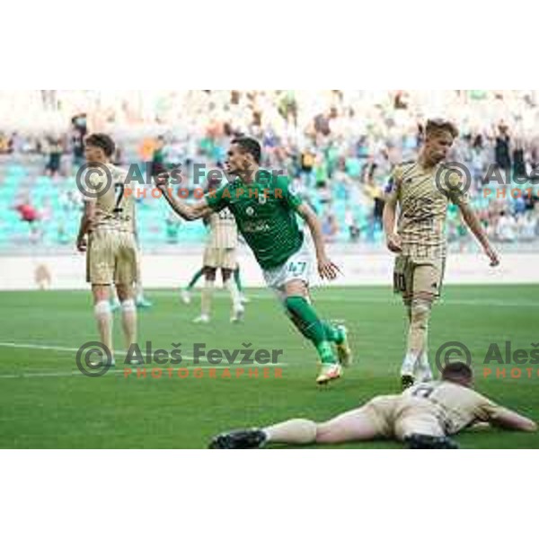 Ivan Prtajin celebrates goal during Prva Liga Telemach football match between Olimpija and Mura in SRC Stozice, Ljubljana, Slovenia on May 15, 2022