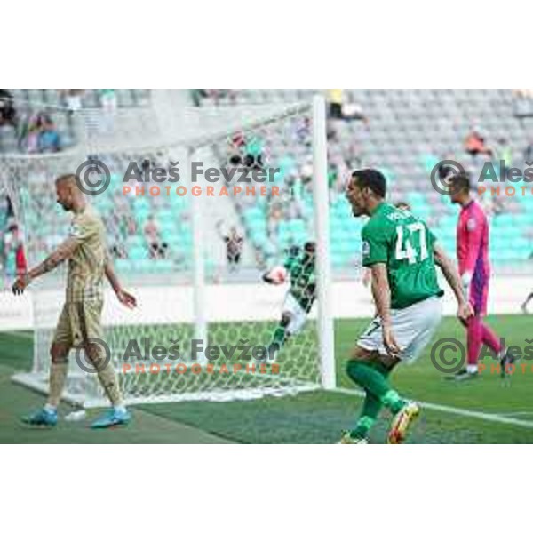 Ivan Prtajin celebrates goal during Prva Liga Telemach football match between Olimpija and Mura in SRC Stozice, Ljubljana, Slovenia on May 15, 2022