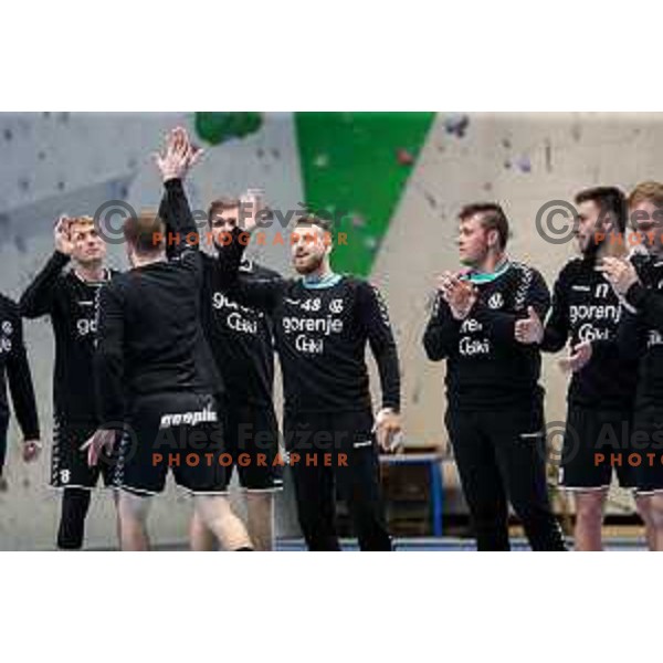 in action during final of Slovenian handball cup match between Gorenje Velenje and Urbanscape Loka in Slovenj Gradec, Slovenia on May 15, 2022