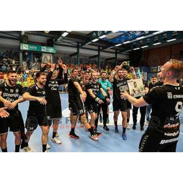 in action during final of Slovenian handball cup match between Gorenje Velenje and Urbanscape Loka in Slovenj Gradec, Slovenia on May 15, 2022