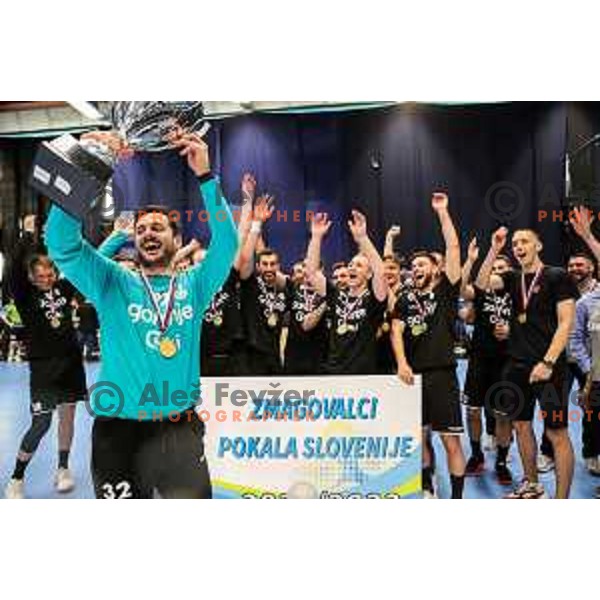 Emir Taletovic in action during final of Slovenian handball cup match between Gorenje Velenje and Urbanscape Loka in Slovenj Gradec, Slovenia on May 15, 2022