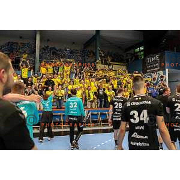 in action during final of Slovenian handball cup match between Gorenje Velenje and Urbanscape Loka in Slovenj Gradec, Slovenia on May 15, 2022