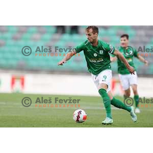 Mustafa Nukic in action during Prva Liga Telemach football match between Olimpija and Mura in SRC Stozice, Ljubljana, Slovenia on May 15, 2022