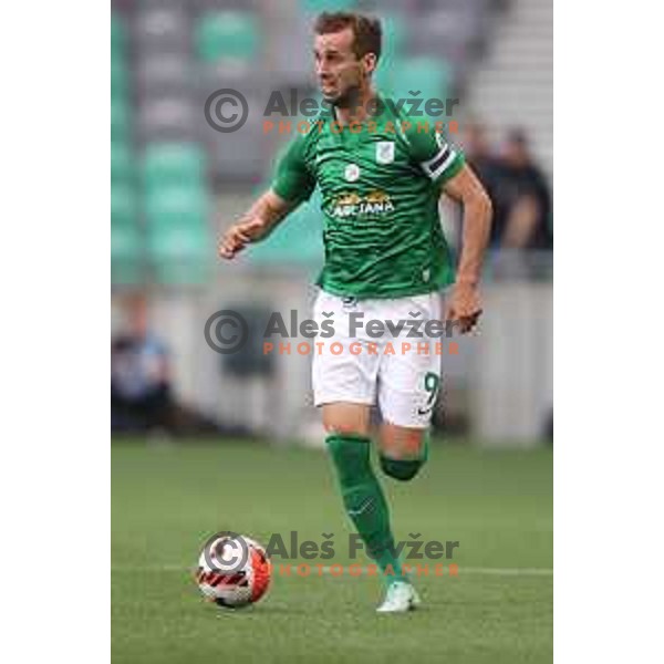 Mustafa Nukic in action during Prva Liga Telemach football match between Olimpija and Mura in SRC Stozice, Ljubljana, Slovenia on May 15, 2022