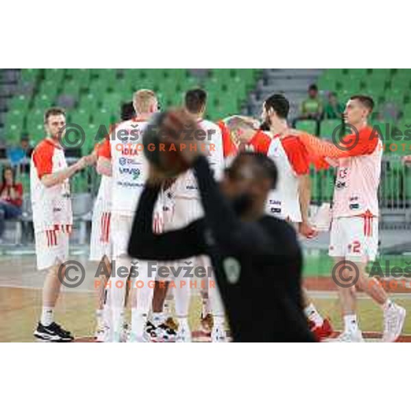 in action during second semi-final match of ABA league between Cedevita Olimpija and Crvena Zvezda in Stozice, Arena, Ljubljana, Slovenia on May 16, 2022