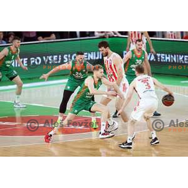 Jaka Blazic in action during second semi-final match of ABA league between Cedevita Olimpija and Crvena Zvezda in Stozice, Arena, Ljubljana, Slovenia on May 16, 2022