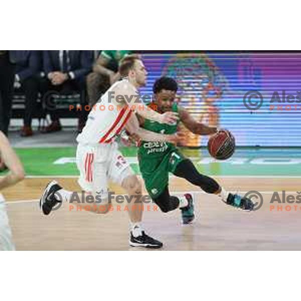 Yogi Ferrell in action during second semi-final match of ABA league between Cedevita Olimpija and Crvena Zvezda in Stozice, Arena, Ljubljana, Slovenia on May 16, 2022
