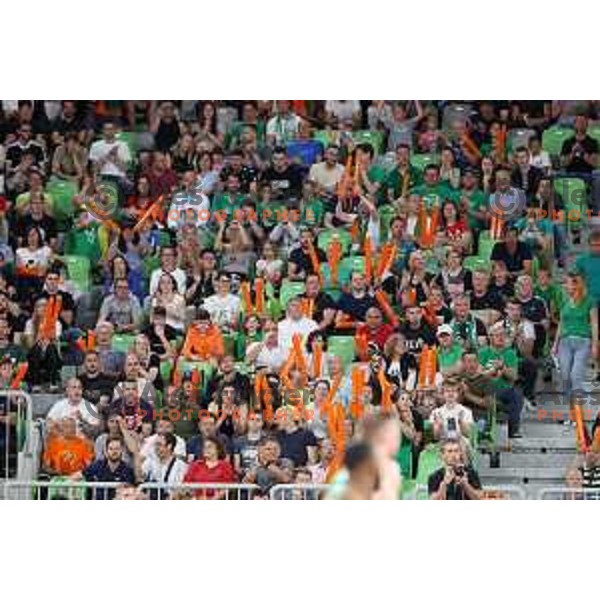 in action during second semi-final match of ABA league between Cedevita Olimpija and Crvena Zvezda in Stozice, Arena, Ljubljana, Slovenia on May 16, 2022