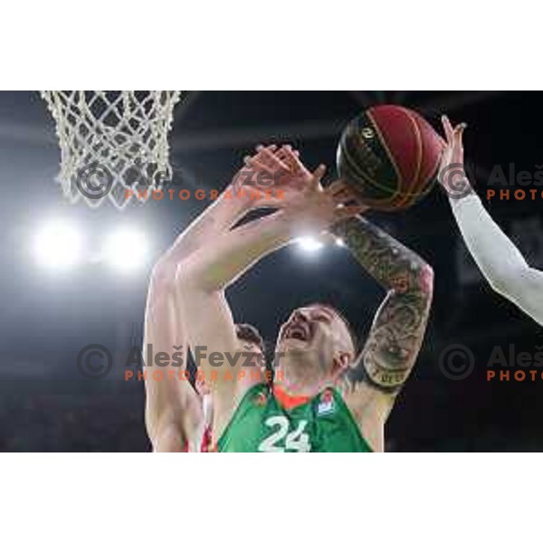 Alen Omic in action during second semi-final match of ABA league between Cedevita Olimpija and Crvena Zvezda in Stozice, Arena, Ljubljana, Slovenia on May 16, 2022