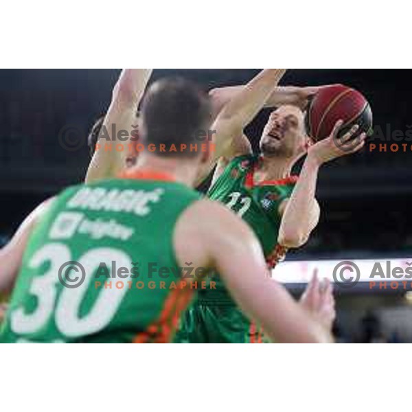 Jaka Blazic in action during second semi-final match of ABA league between Cedevita Olimpija and Crvena Zvezda in Stozice, Arena, Ljubljana, Slovenia on May 16, 2022