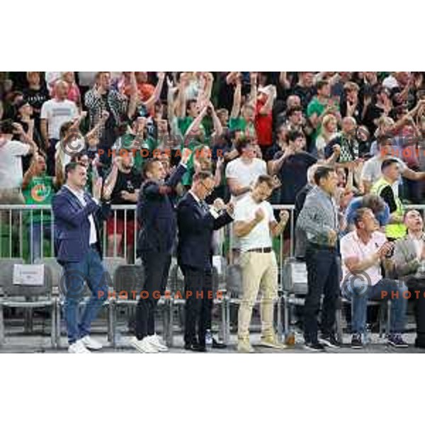 in action during second semi-final match of ABA league between Cedevita Olimpija and Crvena Zvezda in Stozice, Arena, Ljubljana, Slovenia on May 16, 2022