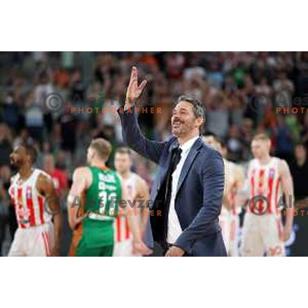 Jurica Golemac, head coach of Cedevita Olimpija during second semi-final match of ABA league between Cedevita Olimpija and Crvena Zvezda in Stozice, Arena, Ljubljana, Slovenia on May 16, 2022