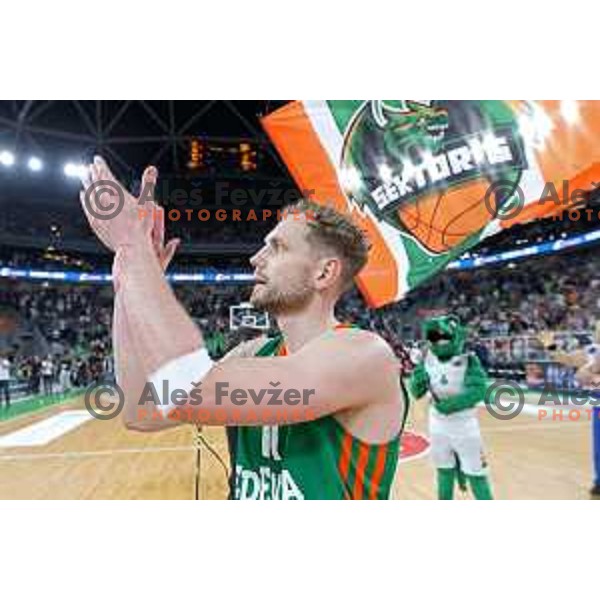 Jaka Blazic in action during second semi-final match of ABA league between Cedevita Olimpija and Crvena Zvezda in Stozice, Arena, Ljubljana, Slovenia on May 16, 2022